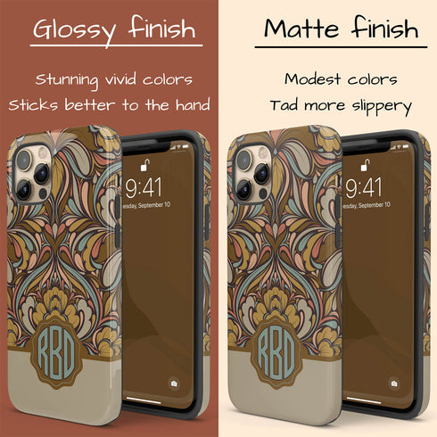 Boho Folk Art Floral Monogram iPhone Case